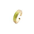 Anello regolabile placcato oro con smalto verde e scritta dreamer da donna, elegante - Aperto Regolabile / Giallo