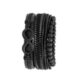 Men's multi-layer black leather bracelet set with beads and infinity charm - Bracelet
