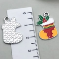 Christmas stocking enamel charms in red, yellow and green with size measurement - Yellow Stocking 22x10mm