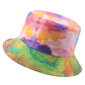 Cappello da pescatore reversibile in cotone con motivo tie-dye vivace rosa e arancione - 58cm / Tie-dye Nuvola Multicolore (Colore 8)
