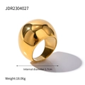 Golden chunky dome ring in polished stainless steel with mirror finish texture - Size 6 / Gold Wide Surface Semi-circular Arch Style (JDR2304027)