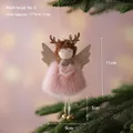 Pink plush Christmas angel ornament with gold wings, bells and reindeer horns, 10g - No. 9-Pink Angel