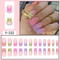Unghie finte a mandorla stile francese pastello con stelle e set completo da 24 - Stile Stella Sfumata Francese Macaron (Y-232)