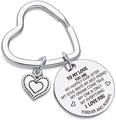 Silver stainless steel heart keychain with soulmate quote pendant for couples - Style E (To My Love... Happily Ever After)