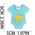 Größentabelle für Baby-Einteiler Stickerei-Aufnäher in Hellblau mit gelbem Stern - Bodysuit-Stil