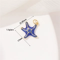 Blue enamel starfish pendant in 14K gold finish for bracelets with dimensions - Blue Starfish (H-11769)