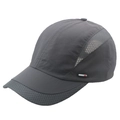 Dark grey quick-dry sports baseball cap with breathable mesh and side sports label - Adjustable / Dark Gray