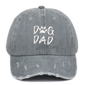 Cappellino Dog Dad grigio scuro effetto consumato con ricamo e finitura in tela lavata - Regolabile / Grigio