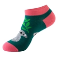 Short cotton socks in dark green with pink accents and cute cartoon koala pattern - Dark Green Koala