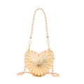 Mini heart-shaped zinc alloy evening bag with gold finish and beaded chain handle - Heart Gold