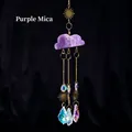 Cloud-shaped purple Phosphosiderite suncatcher with gold chains and crystal prisms - Purple Mica Cloud Sun Catcher