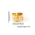Detail view of gold titanium steel ring showing dimensions 1.19cm height and 4.9g weight - Irregular Hammered Style (#0830) / Gold