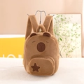 Brown Capybara plush backpack with adjustable straps and front pocket for kids gift - Capybara Schoolbag / 30cm