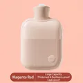 Pink digital display PVC hot water bottle with non-slip texture and leak-proof seal - Basic Style - Crimson / 1000ml