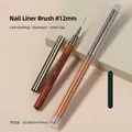 Pinceau liner nail art professionnel avec pointe 12mm, manche bois et capuchon argenté - 12mm