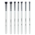 Detail of 7-piece eye makeup brush set with white handles and silver ferrules - 7Pcs White Synthetic Fiber Hair