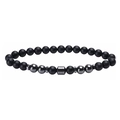 Vista dettagliata delle perle di onice opaca da 8mm con ematite lucida su questo bracciale - Nero Opaco