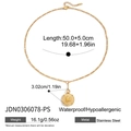 Gouden roestvrijstalen zonnebedelketting met afmetingen en waterbestendige kenmerken - Munt Zon Ketting / Goud