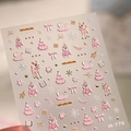 Stickers ongles 3D de Noël avec oursons et cerfs mignons, design en relief M-776 - Style Relief Rose Noël (M-776)