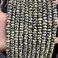 Natural Dalmatian Jasper rondelle beads for DIY jewelry making with unique black spots - 5*8mm (approx. 73 pcs/strand) / Dalmatian Jasper