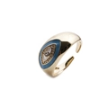 Adjustable gold plated evil eye ring with light blue enamel and zircon detail - Blue / Adjustable Open