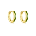 Minimalistische S925 Sterlingsilber Creolen mit Vergoldung und grüner Emaille - 925er Silber / 18K Gold Grüner Stein
