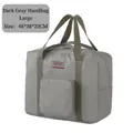Dark grey foldable Oxford travel bag in large size with reinforced handles and travel logo - Large / Dark Gray