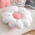 Pink and white flower shaped decorative plush pillow cover in premium velvet - White Sakura Pillow (With Core) / 45cm