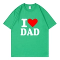 Green oversized cotton T-shirt with bold white I Love Dad letter print for casual wear - XS / Green (I Love Dad)