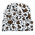 Classic knit beanie featuring leopard print pattern in white, black and brown colors - M (56-58cm) / Small Leopard Pattern