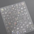 3D silver laser nail stickers with butterfly and star motifs, model TL-187 - Holographic Butterfly Star Style (TL-187)
