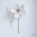 Flor de magnolia de terciopelo blanco para árbol con purpurina dorada y diámetro 25cm - Blanco