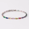 Bracciale a catena con zirconi rettangolari colorati e chiusura a scatto sicura - Oro 18K / Argento