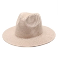 Sombrero panamá de paja beige clásico con tejido en espiral fino y estilo fedora - Estilo Liso / Rosa