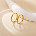 Pair of thick gold hoop earrings with a polished finish and minimalist circular design - Gold 2*14mm