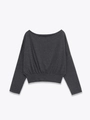 Maglione in maglia grigio antracite con scollo a barca e bordo inferiore a coste - S / grigio scuro