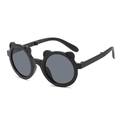 Foldable black bear-shaped children's sunglasses with dark grey UV protective lenses - Black