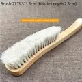 Ergonomische Schuhbürste aus Massivholz mit weißen Borsten zur Lederpflege, Größe 27cm - Buchenholz Kleiderbürste mit langem Griff und weißem Rosshaar A-125