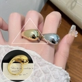 Polished gold and silver teardrop open ring with high gloss mirror finish for women - High Bright Teardrop Mirror/Two-tone