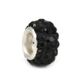 Sparkling black crystal rhinestone bead accessory with silver alloy core for DIY jewelry - Black