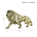 Golden walking lion statue with detailed mane texture, 41cm length resin sculpture - Majestic Walking Lion