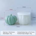 3D pumpkin silicone mold with finished light green handmade candle and resin craft size details - Pumpkin Mold J-0498