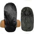Cuffia da notte extra lunga in raso nero con fascia elastica per capelli e trecce - Taglia unica / Nero