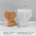 Teddy bear rose scented candle silicone mold with letter L for DIY crafts and gifts - Letter L Mold J-0603