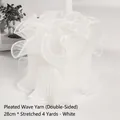 White pleated wave mesh ribbon for flower wrapping, 28cm width and 4 yards long - Pleated Wave Mesh - White (Double Sided) / 1 Pack