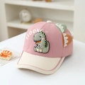 Detail of pink and beige kids baseball cap with cartoon dinosaur and dinosaur back fins - 50cm (1-3 Years) / Pink