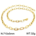 Golden flat oval link necklace with lobster clasp, 710x5mm size and 32g weight finish - Style B Gold Necklace 71cm (KN228655-Z)