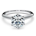 Klassischer Sechs-Krallen-Ring aus S925 Silber mit 1 Karat D-Farbe Moissanit-Stein - US 7 / Weiß