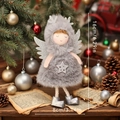Colgante de ángel de Navidad en felpa gris con alas plateadas y estrella, mide 16x8cm - Gris