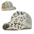 Damen-Baseballkappe mit Leopardenmuster und elastischem Kreuz-Pferdeschwanz-Loch - Verstellbar / Gold Leopardenmuster